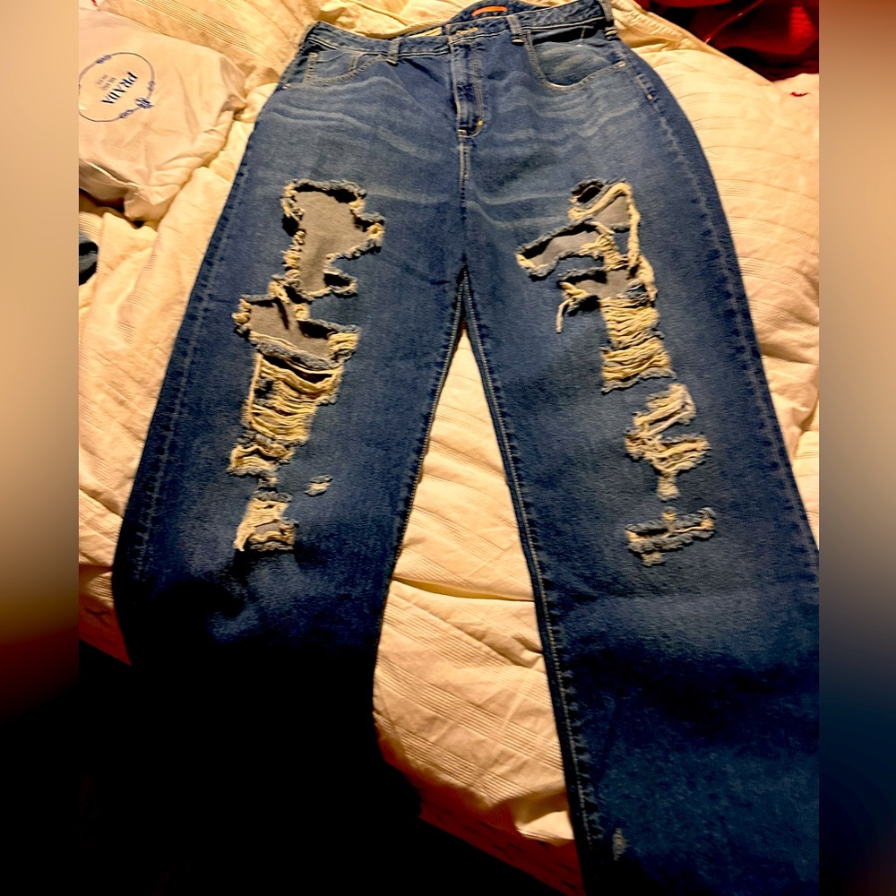 Pilcro distressed wide leg jeans by Anthropolie